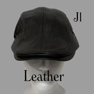 NEW Newsboy Brown Sheepskin Leather Cap with Adjustable Side Buckle Straps